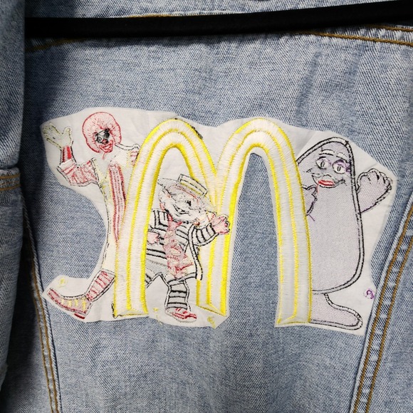 Vintage Lee Denim McDonalds Jean Jacket Mens Medium Blue Embroidered Cotton RARE - Picture 10 of 14